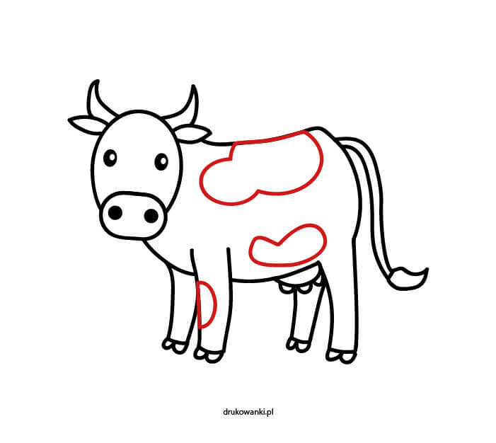 rysunek łaciatej krowy dla dzieci