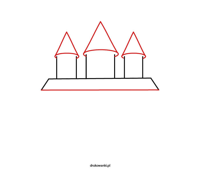 rysunek zamku z wieżyczkami