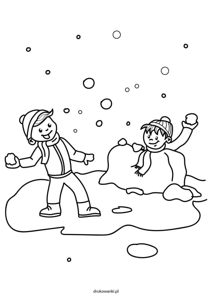 kolorowanki zima zabawy na śniegu