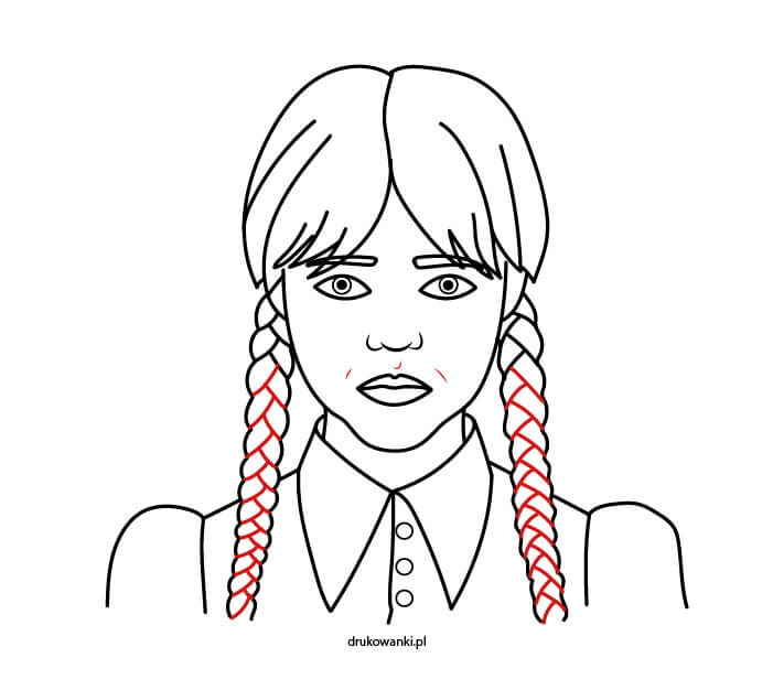 jak narysować warkocze Wednesday
