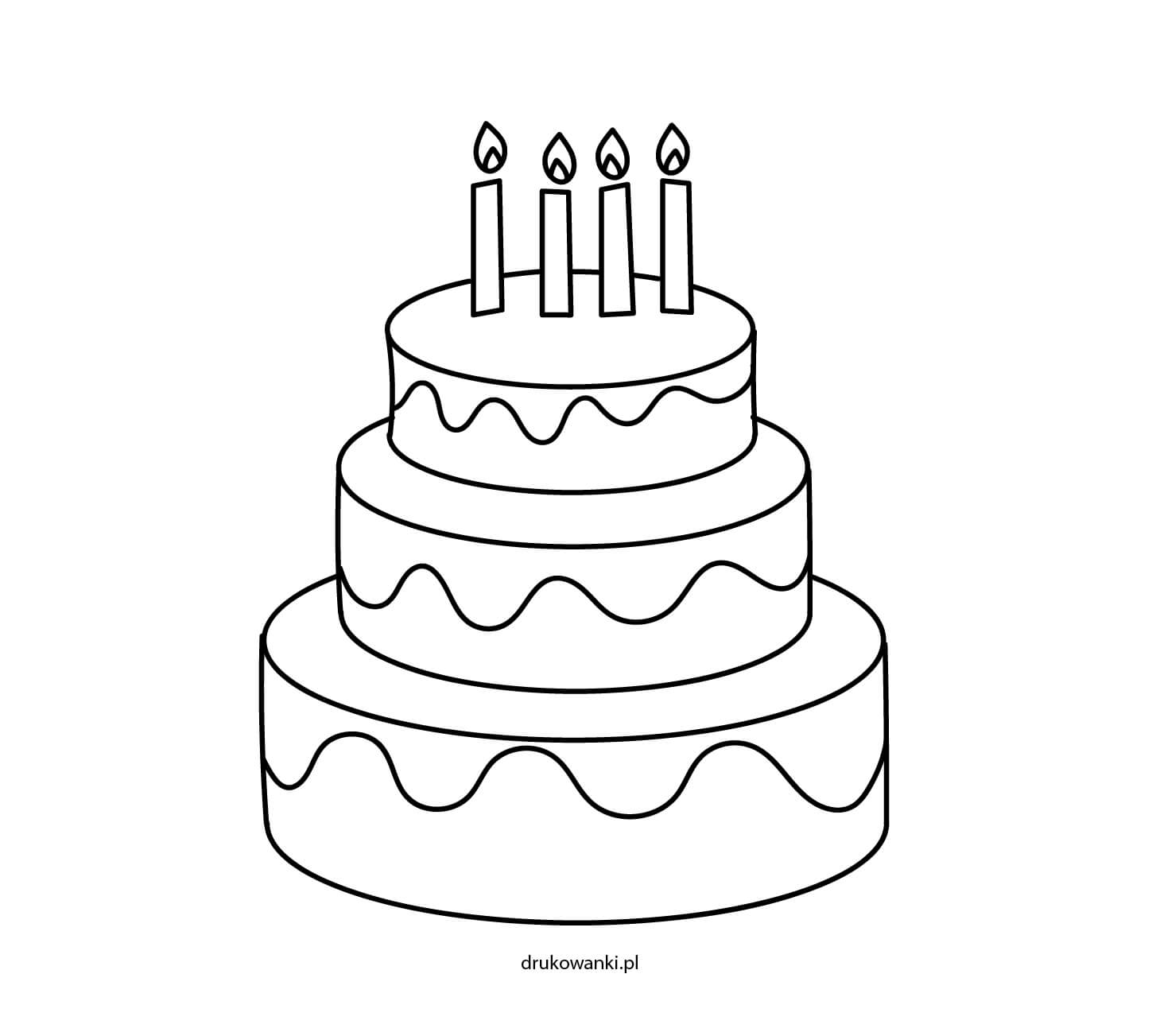 tort urodzinowy kolorowanka łatwa