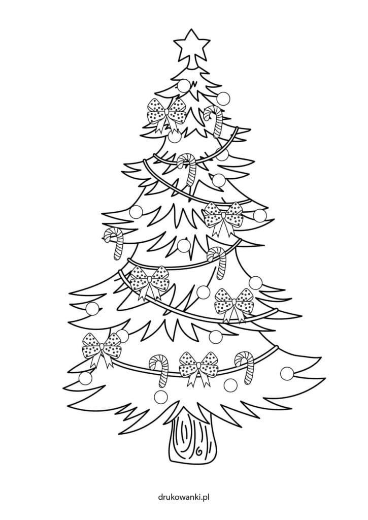 kolorowanka choinka świąteczna