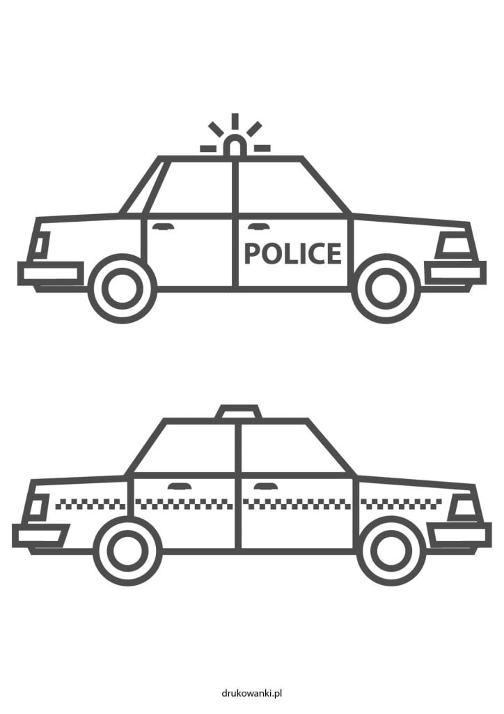 kolorowanki auta policja taksówka
